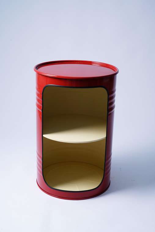 Кофейный столик-бочка красно-бежевого цвета