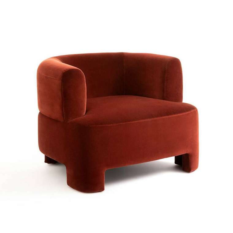 Кресло из велюра Darrel красного цвета