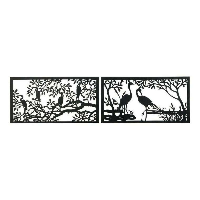 Декоративная фигура 96 x 1 x 50 cm Чёрный птицы (2 штук)