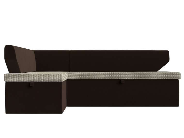 Угловой диван-кровать Омура бежево-коричневого цвета левый угол