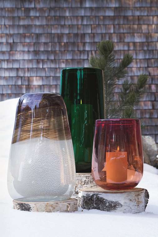 Ваза Forest 38 см зелёная из стекла