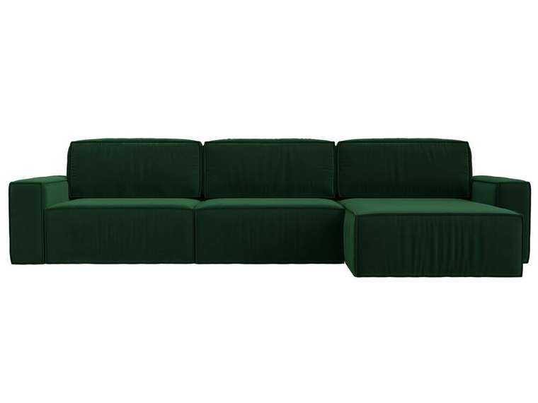 Угловой диван-кровать Прага Классик лонг темно-зеленого цвета правый угол