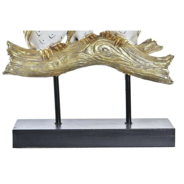Декоративная фигура Ствол 24 x 9 x 26 cm Совы Чёрный Позолоченный Белый