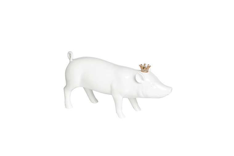 Статуэтка Свинка с короной белого цвета