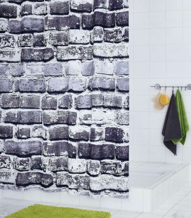 Штора для ванных комнат Wall 180х200 серого цвета