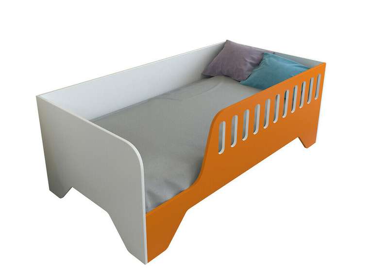 Кроватка Астра 13 80х160 бело-оранжевого цвета
