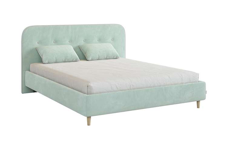 Кровать Лео 160х200 мятного цвета без подъемного механизма