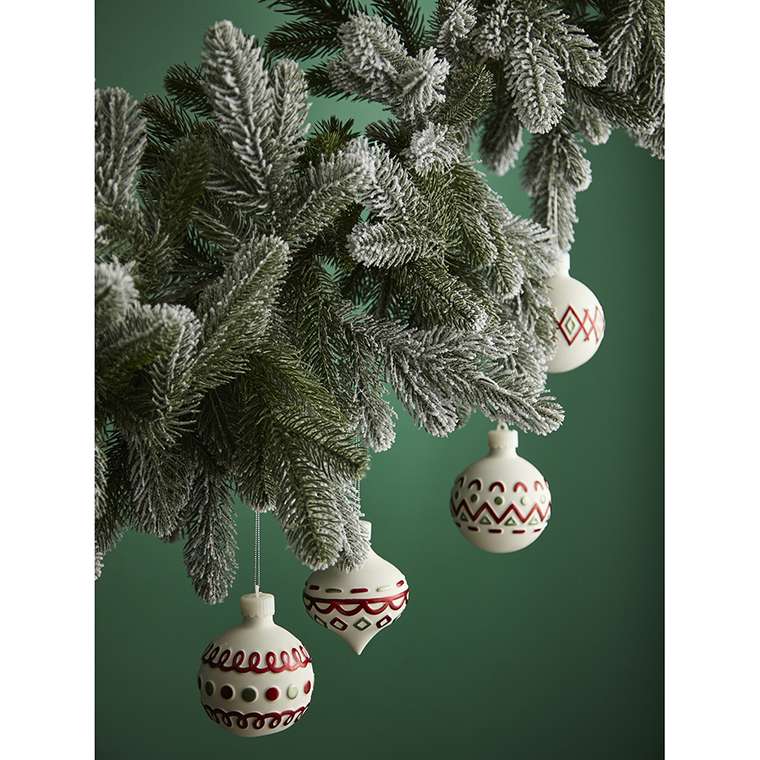 Набор ёлочных украшений с подсветкой Festive Embroidey белого цвета