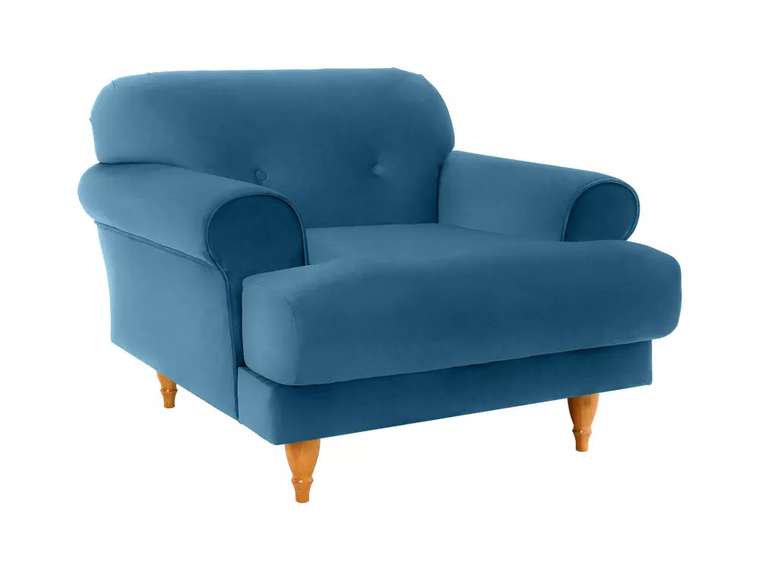Кресло Italia синего цвета с бежевыми ножками