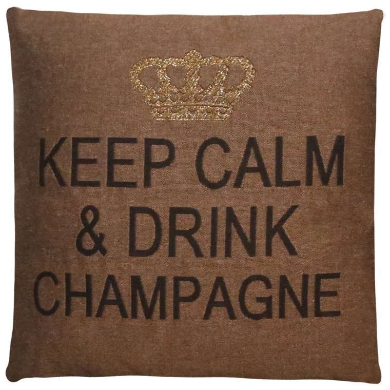 Подушка "KC drink champagne" (темное золото)