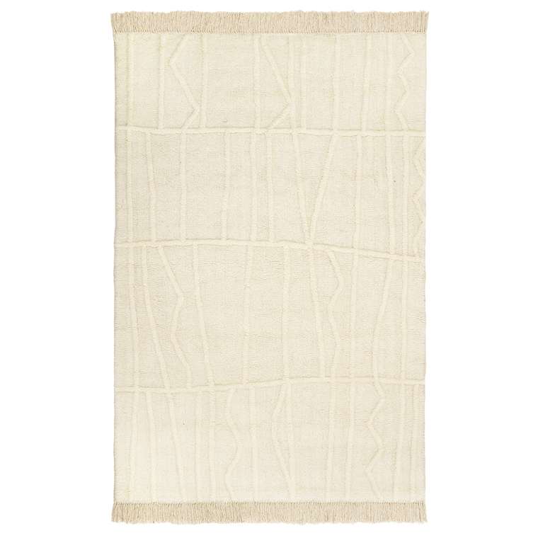 Ковер из новозеландской шерсти и хлопка Raipur из коллекции Ethnic 120х180 бежевого цвета