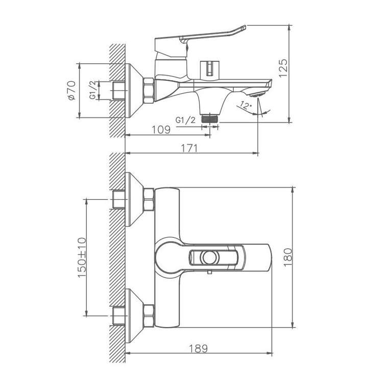 Смеситель для ванны Haiba HB60556, хром