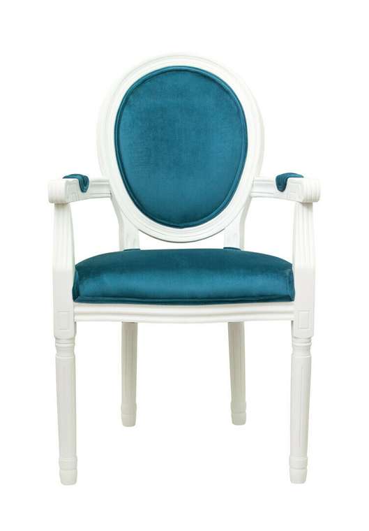 Стул Volker arm blue+white с велюровой обивкой