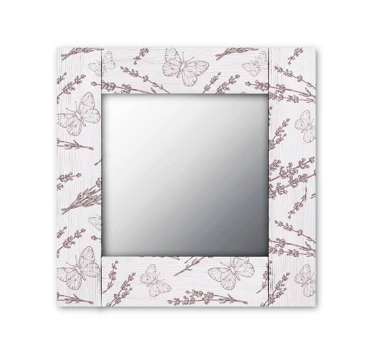 Настенное зеркало Бабочки 50х65 белого цвета