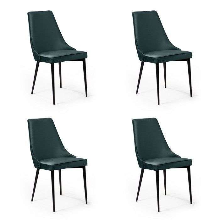 Комплект из четырех стульев Oliver изумрудного цвета