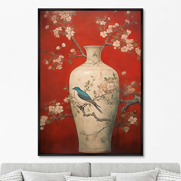 Репродукция картины China porcelain vase, red palette, No 2, 2024г.