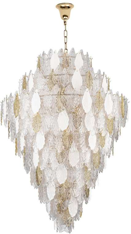 Подвесная каскадная люстра Odeon Light Lace 5052/86 золото/белый/прозрачный/металл/стекло/фарфор/металл E14 86*25W