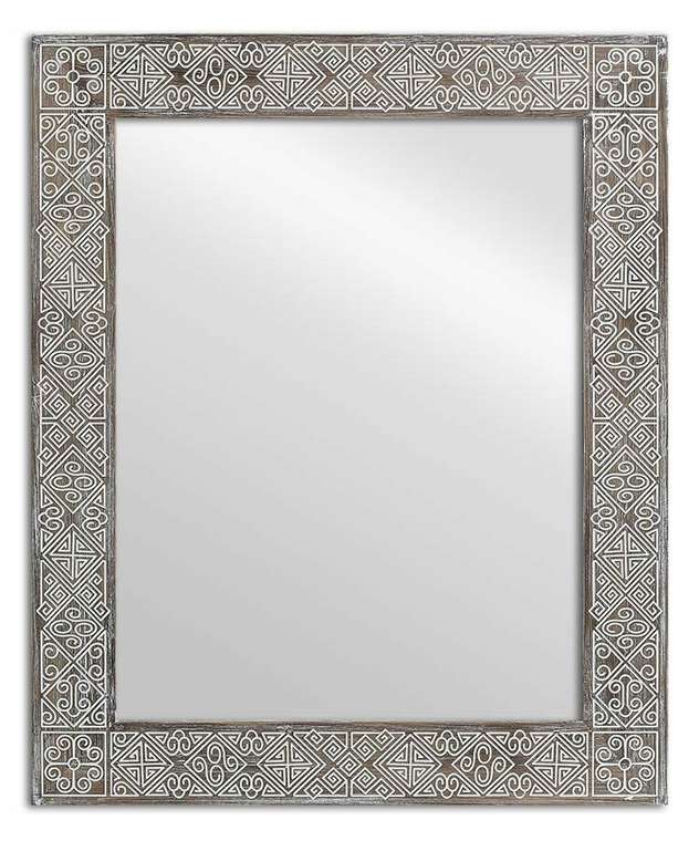 Зеркало настенное Papua Walnut 90x110 в раме коричневого цвета