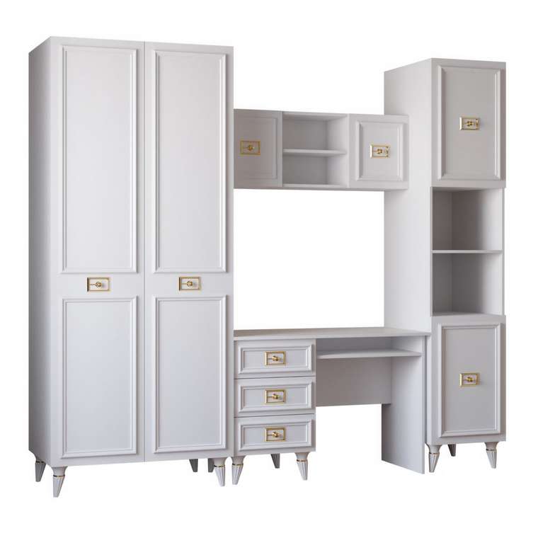 Книжный шкаф-пенал Валенсия белого цвета