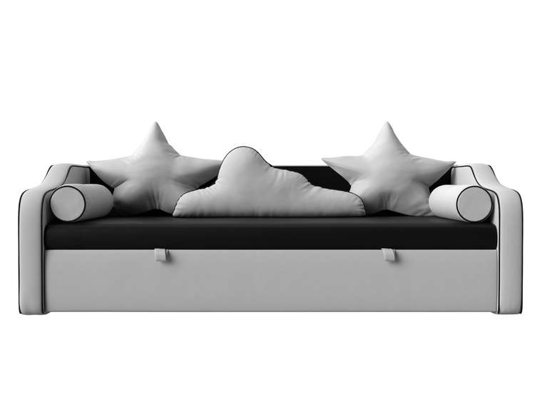 Прямой диван-кровать Рико белого цвета (экокожа)