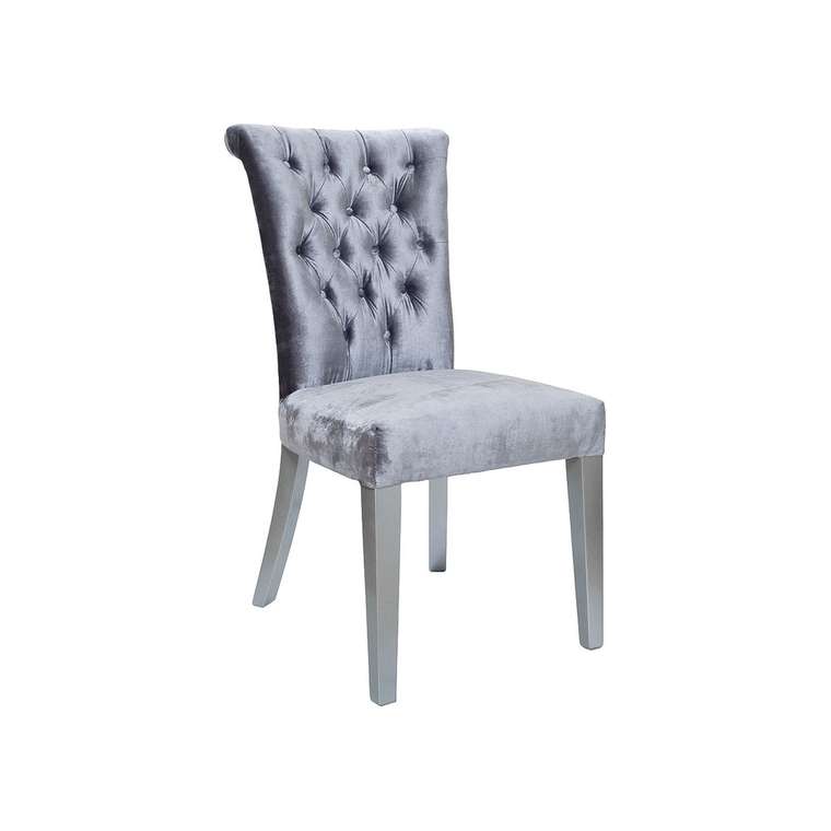 стул с мягкой обивкой бархатный серый  