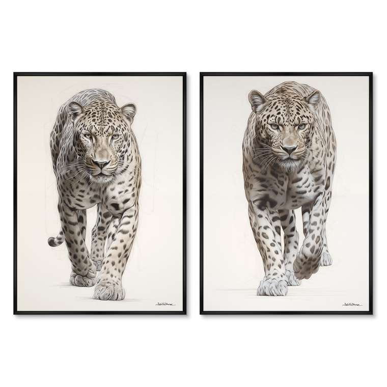 Набор из двух репродукций картин Leopards, 2024г.