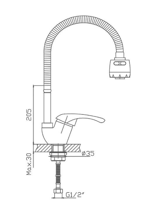 Смеситель для кухни Cron CN4303, хром