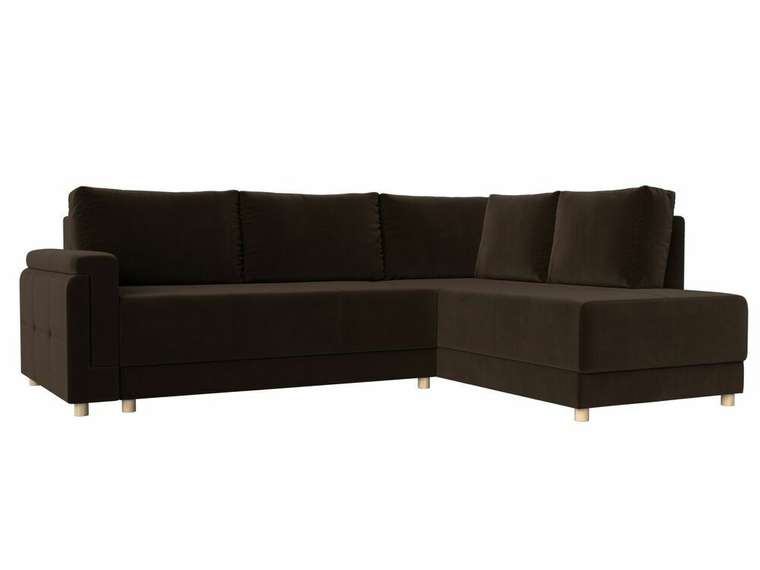 Угловой диван-кровать Лига 024 коричневого цвета правый угол