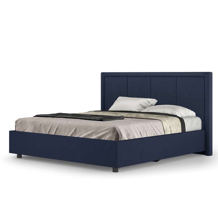 Кровать-8М 180х200 темно-синего цвета с подъёмным основанием 