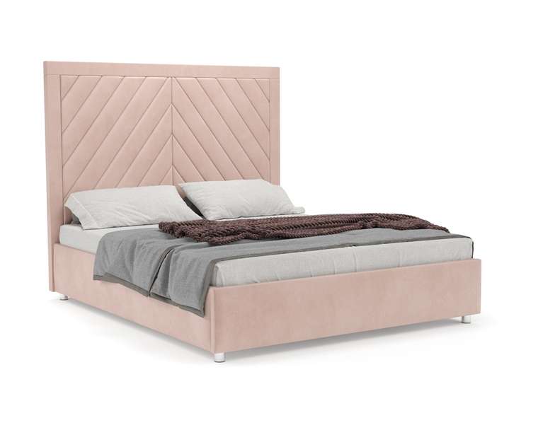 Кровать Мишель 160х190 бежевого цвета с подъемным механизмом (микровелюр)