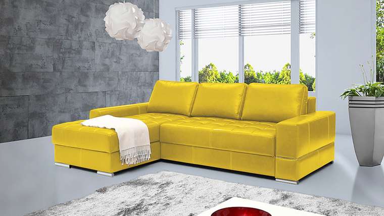 Угловой диван-кровать Матео желтого цвета