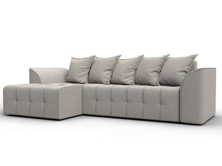 Угловой диван-кровать Лига-113 светло-бежевого цвета левый