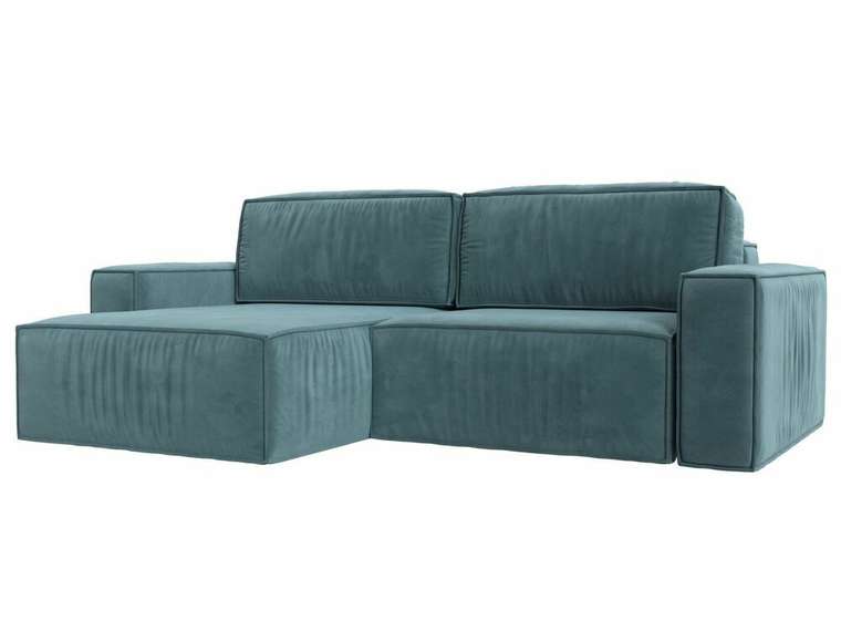 Угловой диван-кровать Прага классик бирюзового цвета левый угол