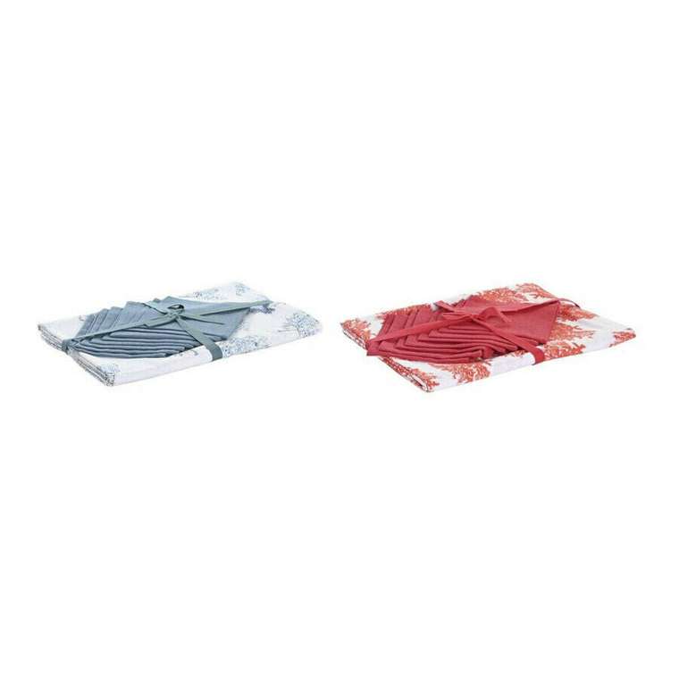 Скатерть и салфетки DKD Home Decor 150 x 250 x 0,5 см Синий Фуксия Белый (2 штук)