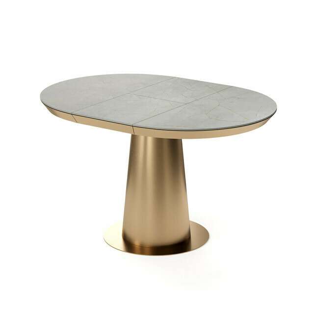 Раздвижной обеденный стол Зир S серо-золотого цвета