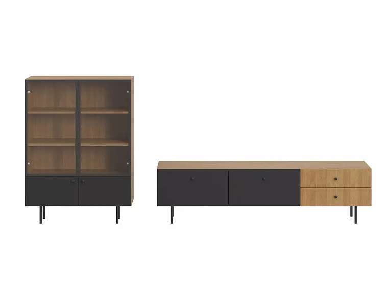 Комплект мебели для гостиной Frida 3 черно-бежевого цвета на металлических ножках 