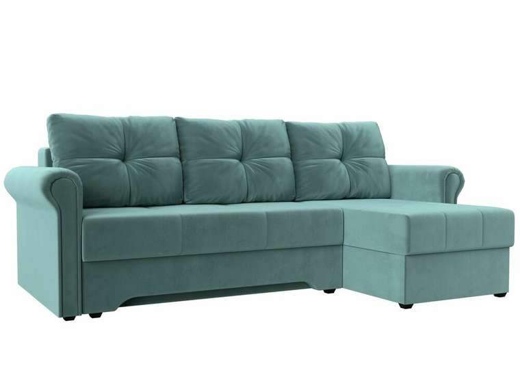 Угловой диван-кровать Леон бирюзового цвета правый угол