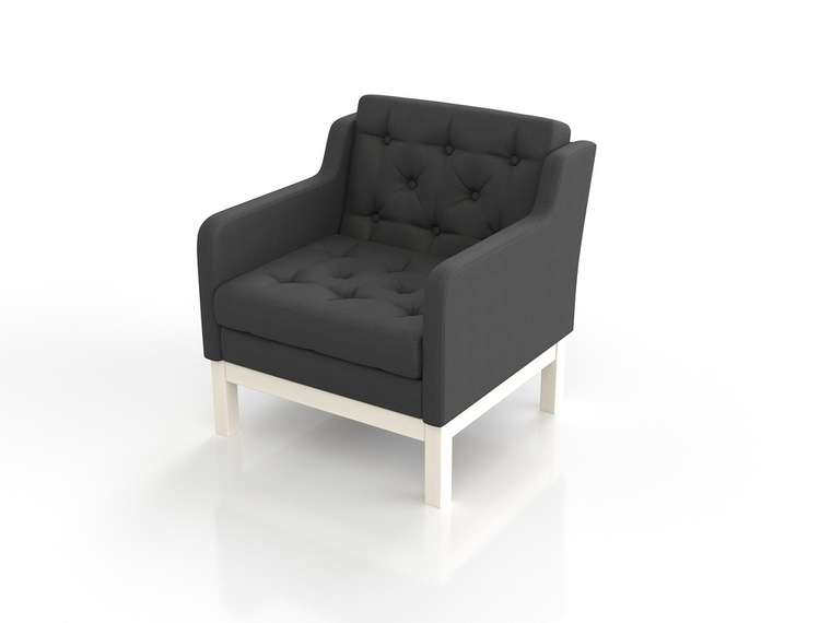 Кресло Айверс из массива сосны с обивкой черная рогожка