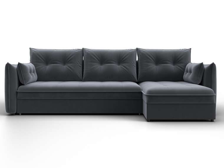 Угловой диван-кровать Лига-100 в обивке из ввелюра серого цвета