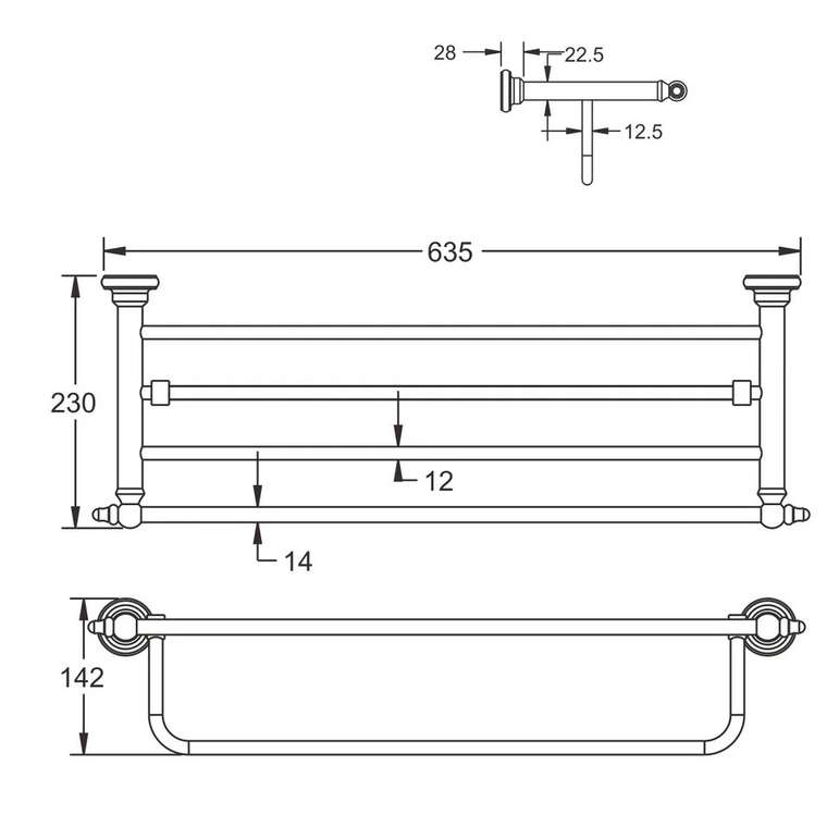 Полка для полотенец Rose RG1108 цвета хром