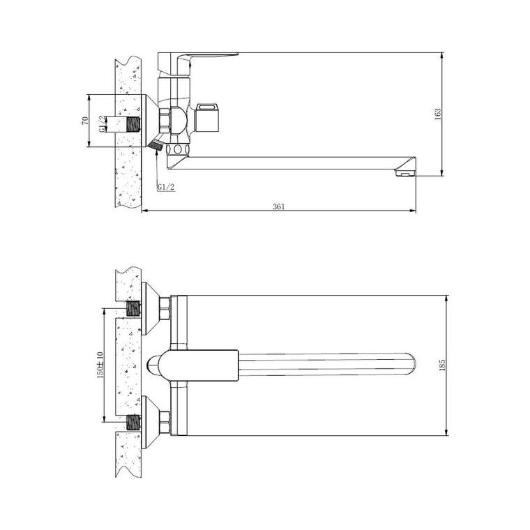 Смеситель для ванны BELZ B22679, хром