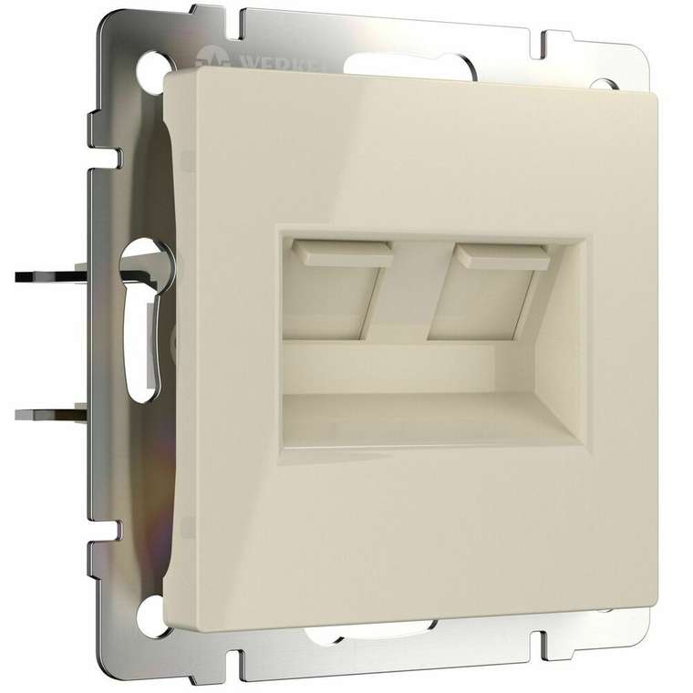 Розетка двойная Ethernet RJ-45 слоновая кость W1181103