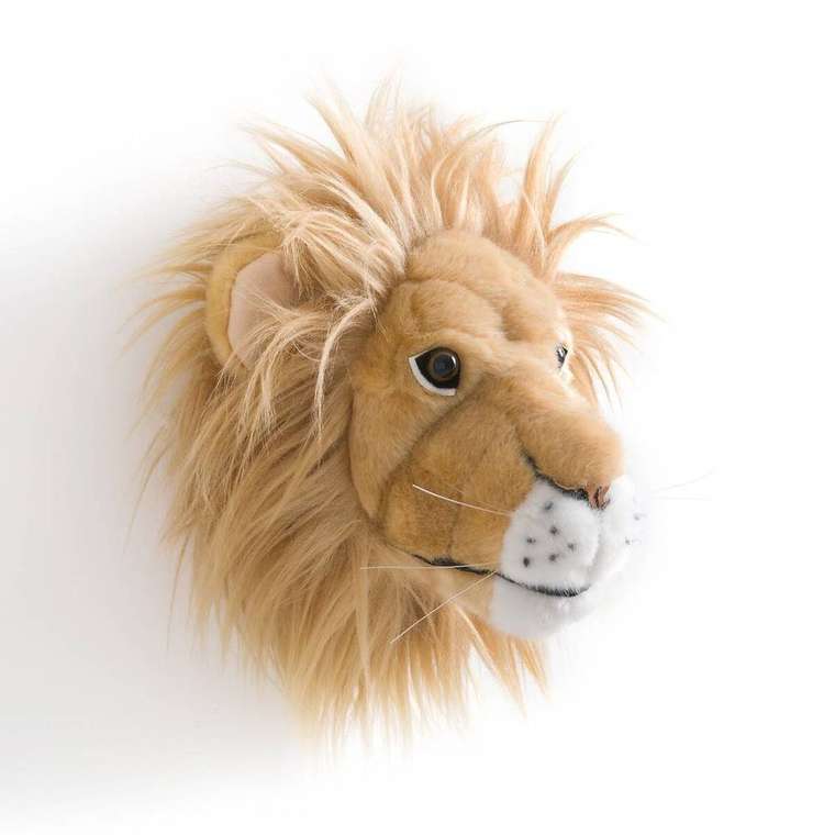 Украшение настенное в виде головы льва детское Hayi бежевого цвета