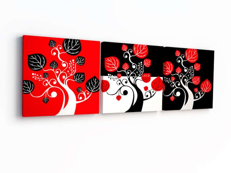 Триптих на холсте: "Red, black and white"