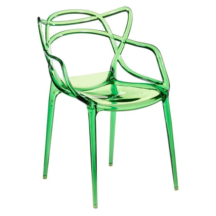 Набор из двух стульев зеленого цвета с подлокотниками