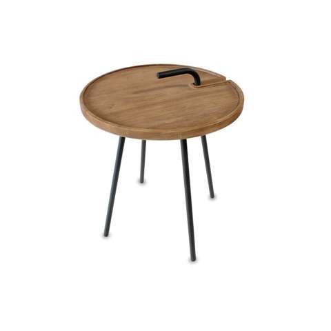 Кофейный стол "Кетапанг" с круглой столешницей из массива тика 