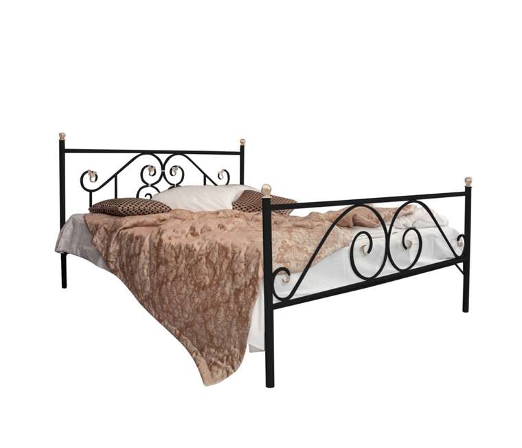 Кованая кровать Камелия 160х200 черного цвета