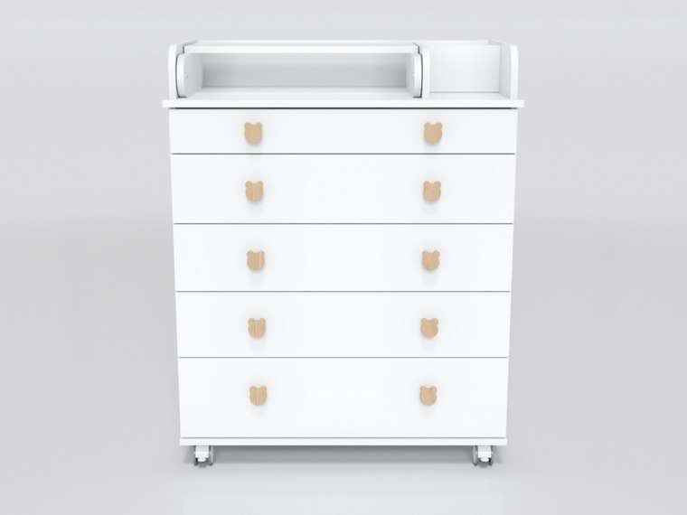 Комод с пеленальным столиком Мишка белого цвета