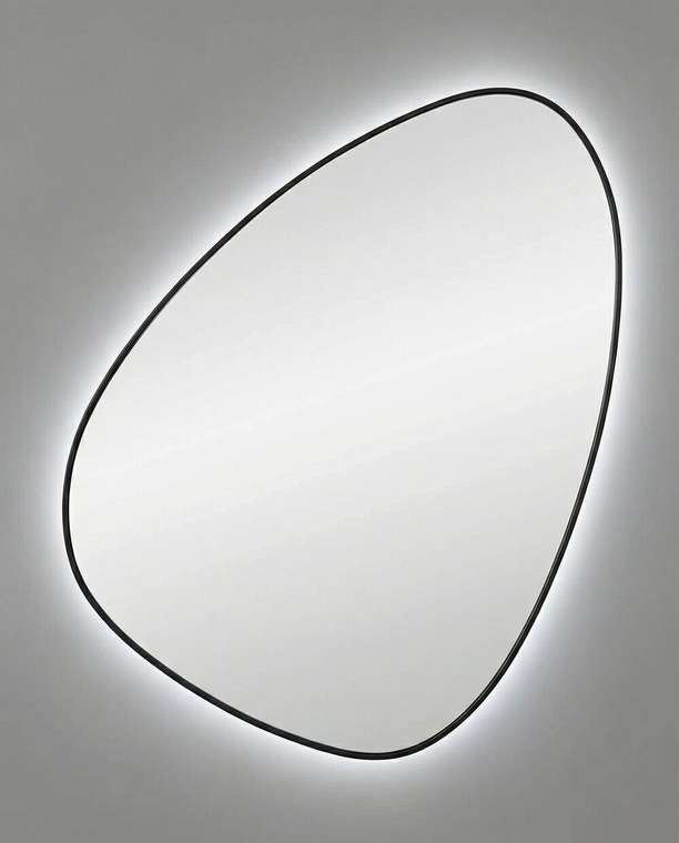 Настенное зеркало Sten S в раме черного цвета с подсветкой