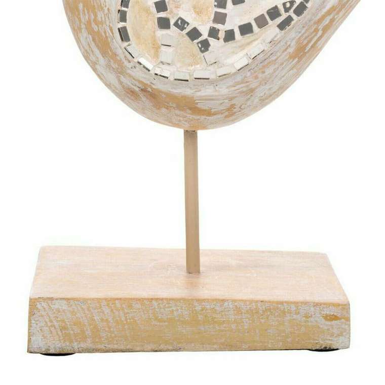 Декоративная фигура Белый Натуральный Деревянный Cтекло Птица 26 x 12 x 30 cm